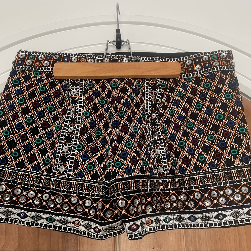 ZARA Iconic Sequin Embroidered Tribal Shorts - S - Like New